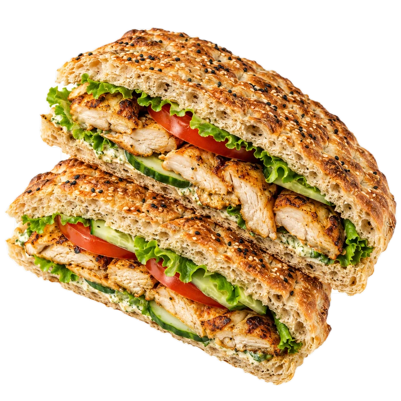 ساندویچ مرغ (نان سنگک)