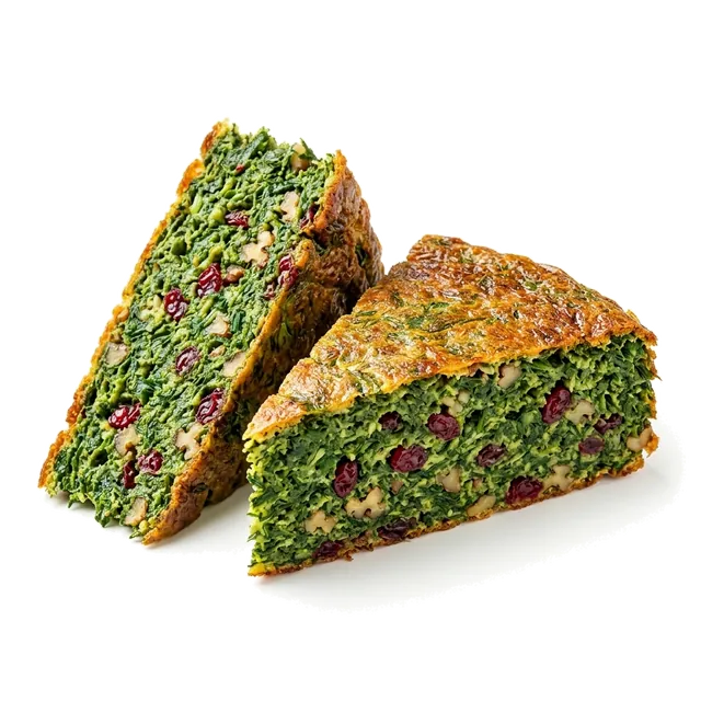 کوکو سبزی رژیمی با سفیده تخم‌مرغ و گردو