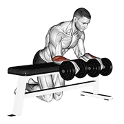 نمایش حرکت مچ دمبل از زیر روی نیمکت (جلو ساعد)
