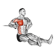 نمایش حرکت پرس سینه تک‌دست با چرخش (کش)