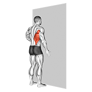 نمایش حرکت کشش زیربغل با تکیهی دست به دیوار